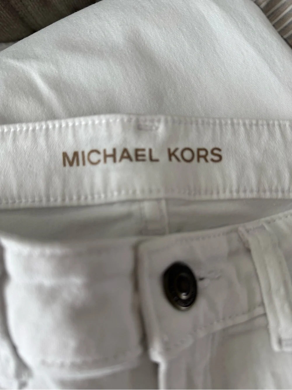 Michael Kors White Cotton Jeans with Branded Waistband
